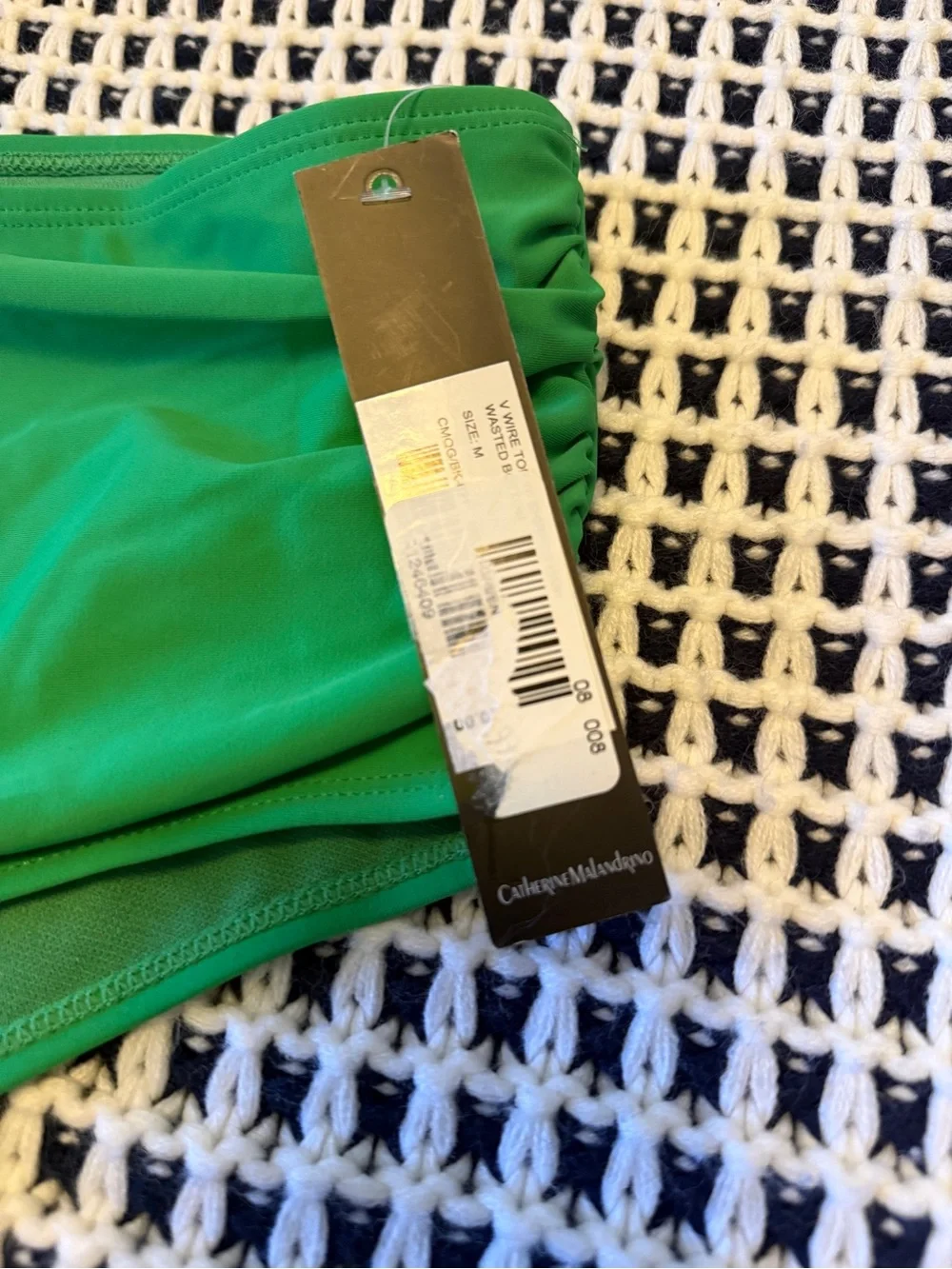 NWT - Catherine Malandrino Green Bandeau V-Notch High-Waist Bikini size medium